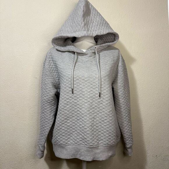 Zyia Active Gray Hoodie Quilted Sweatshirt - Picture 1 of 5